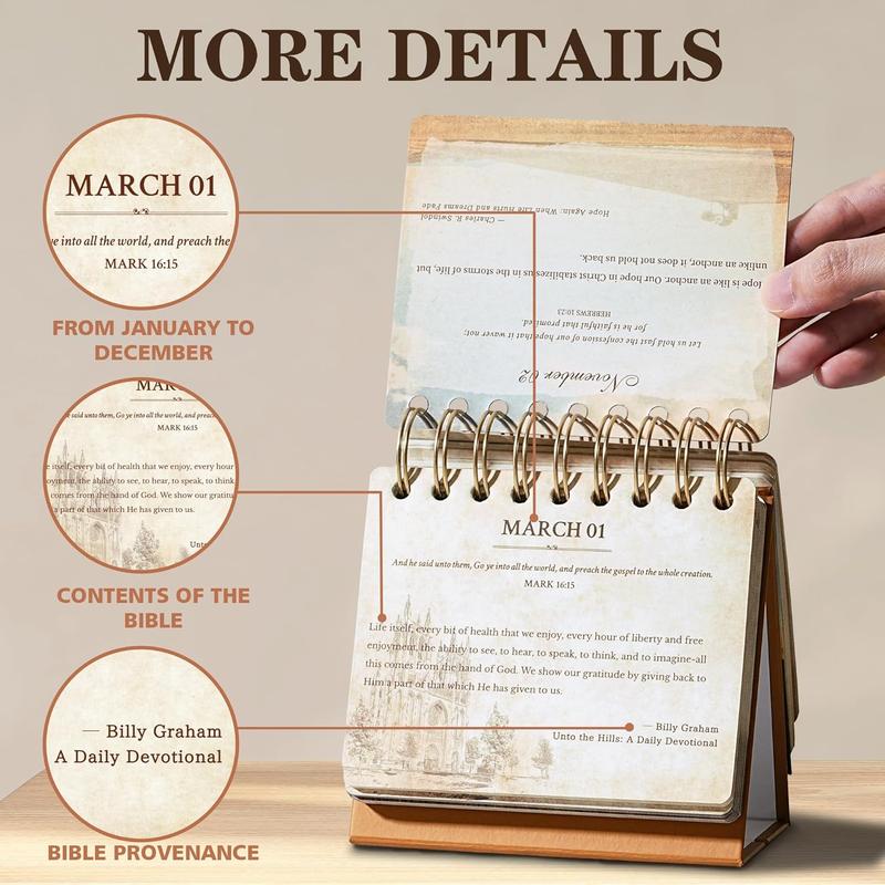 2025 Desk Calendar - Daily Bible Quotes - 4.9" x 4.5" - Undated - 366 Days of Inspiration