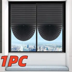 Blackout Pleated Shade Curtains - Cordless, No Drill, Self-Adhesive, Easy Install for Windows & Doors - Perfect for Bedroom, Kitchen, Bathroom - Contemporary Style, Window Blinds, Bedroom Privacy, Modern Window, Cordless Design, Blackout Window Cover