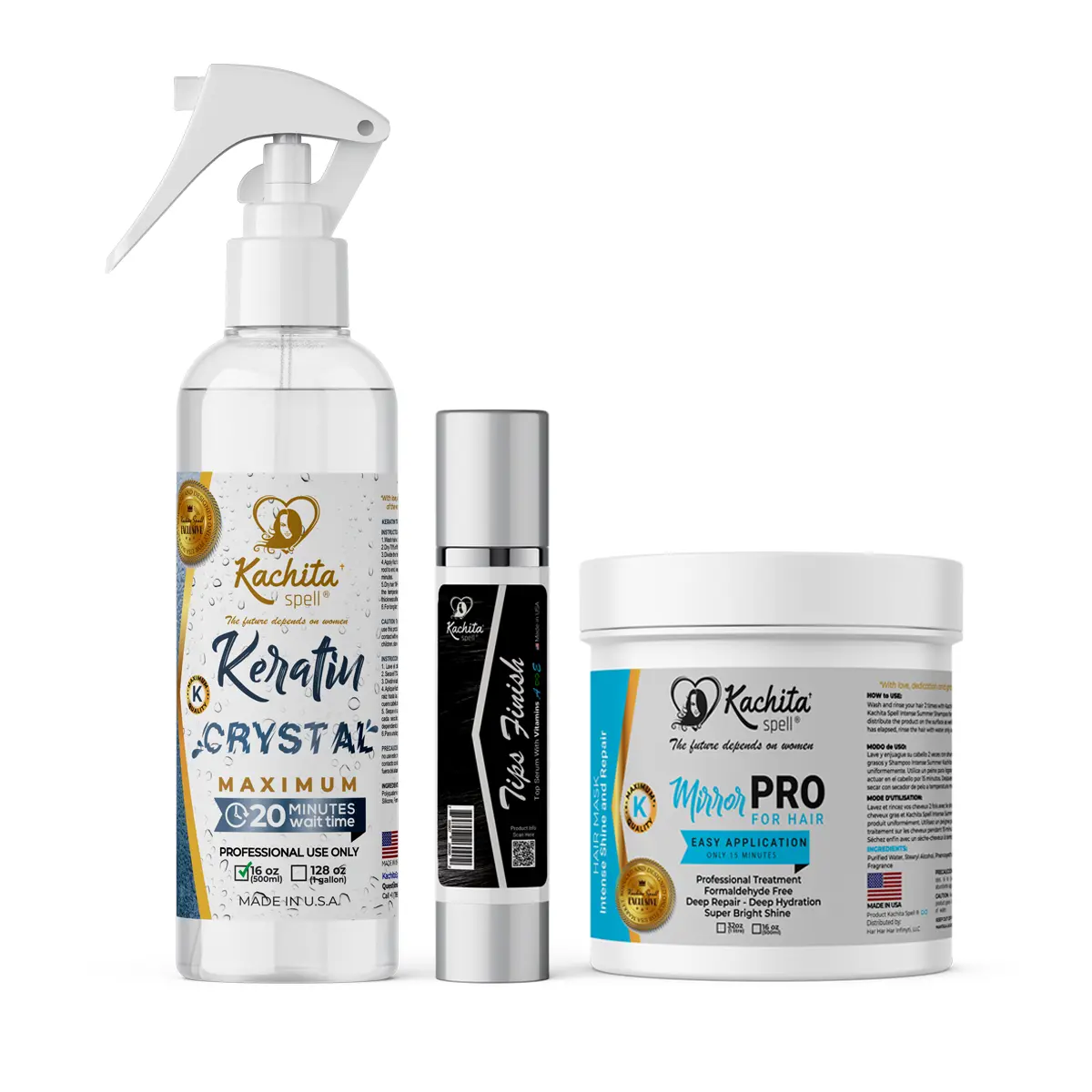 Kachita Spell Keratina or Smooth Hair Maintenance Combo: Conditioner, and Treatments to Extend Your Straightening, Nourish, and Restore Shine Haircare