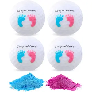 Gender Reveal Exploding Golf Ball, 4 Counts/set Colorful Powder Filled Exploding Gender Reveal Golf Balls, Golf Ball for Gender Reveal Party