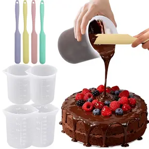 8pcs/set - Silicone Measuring Cup, & Heat-Resistant Jar Spatulas, Chocolate Melting Cup, Non-Stick Mixing, Casting Mold,Baking Suppliesfor Molds ﻿