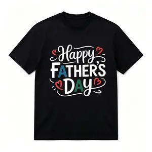 Retro Script Happy Fathers Day Gift For Daddy Papa Short Sleeve Graphic Tee