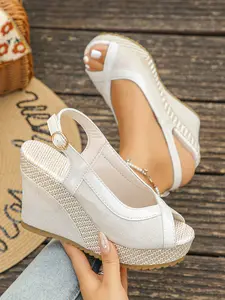 Women's Summer Flat Sandals, Open-Toe Buckle Design, Roman Heel Style, New Arrival, Colorblock Cross Strap, Multiple Colors Available, Strapy Sandals