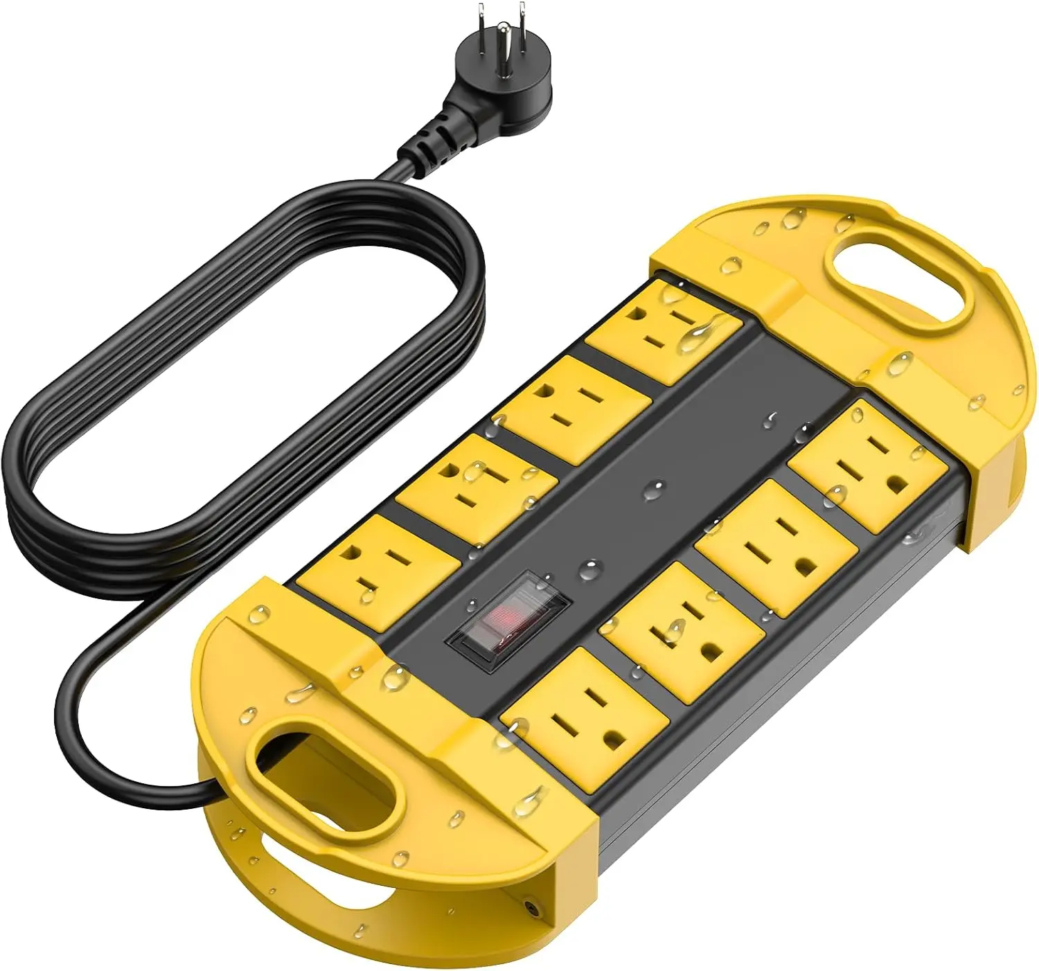 Outdoor Power Strip Weatherproof with 8 Plug,  Extension Cord with Multiple Outlets, Christmas Exterior Garden Yard Surge Protector 6FT.
