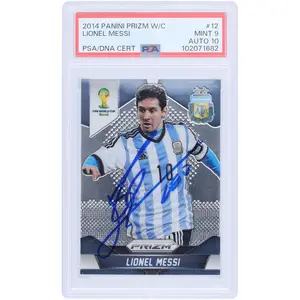 Lionel Messi Argentina FC Autographed 2014 Panini Prizm World Cup Brasil #12 PSA Authenticated 9/10 Card - Fanatics Authentic Certified