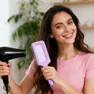 Cushion Vented Hair Brush, Soft Needle Scalp Massage Detangler, 30% Faster Blow Dry, Anti-Frizz, Flexible for All Hair Types