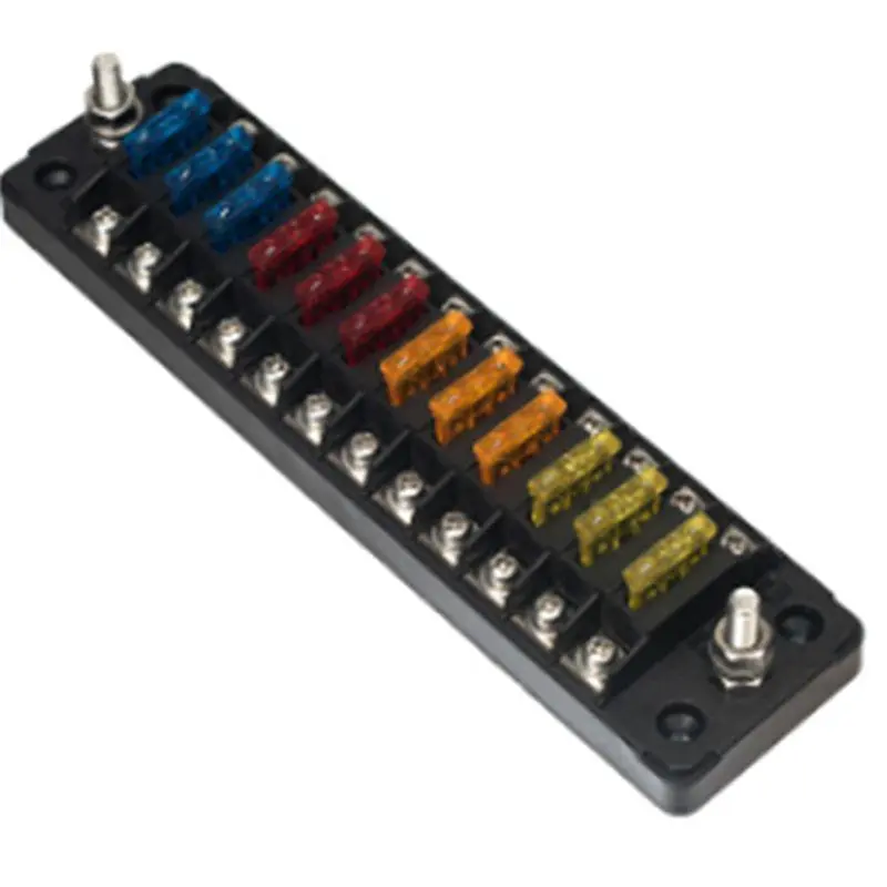 12-Way Blade Fuse Block with Double Fuses, 32V 75A Flame-Retardant Holder for Auto/Marine Cars, Boats, Trikes