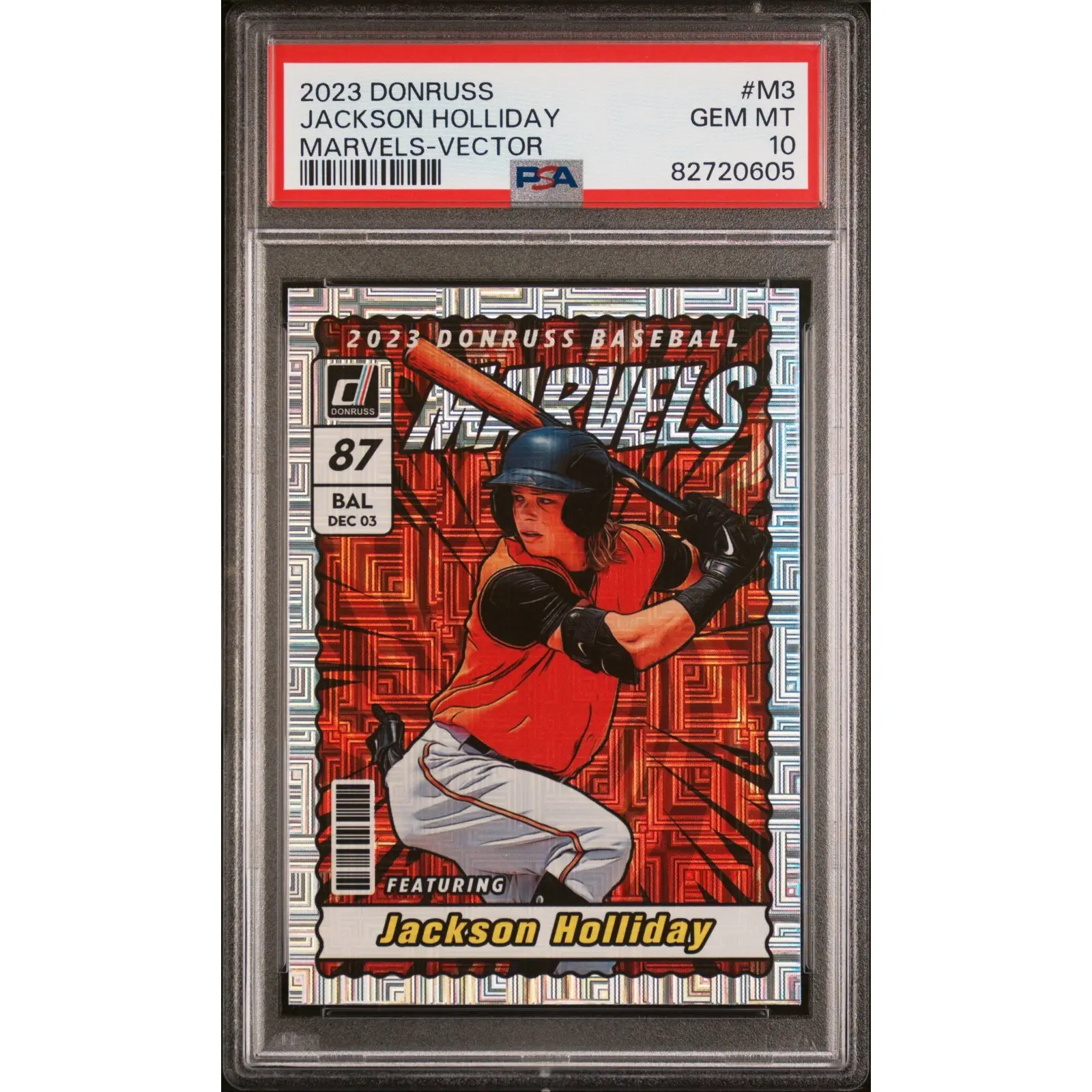 2023 Donruss Jackson Holliday #M3 RC Marvels Vector PSA 10 Baltimore Orioles
