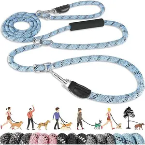 Lukovee Hands Free Dog Leash, 10FT Adjustable Training Lead 1/2 Inch Nylon Heavy Duty Lead No Pull for Large Medium Dogs, Tangle Free Reflective Waist-Leash for Walking Running, Blue