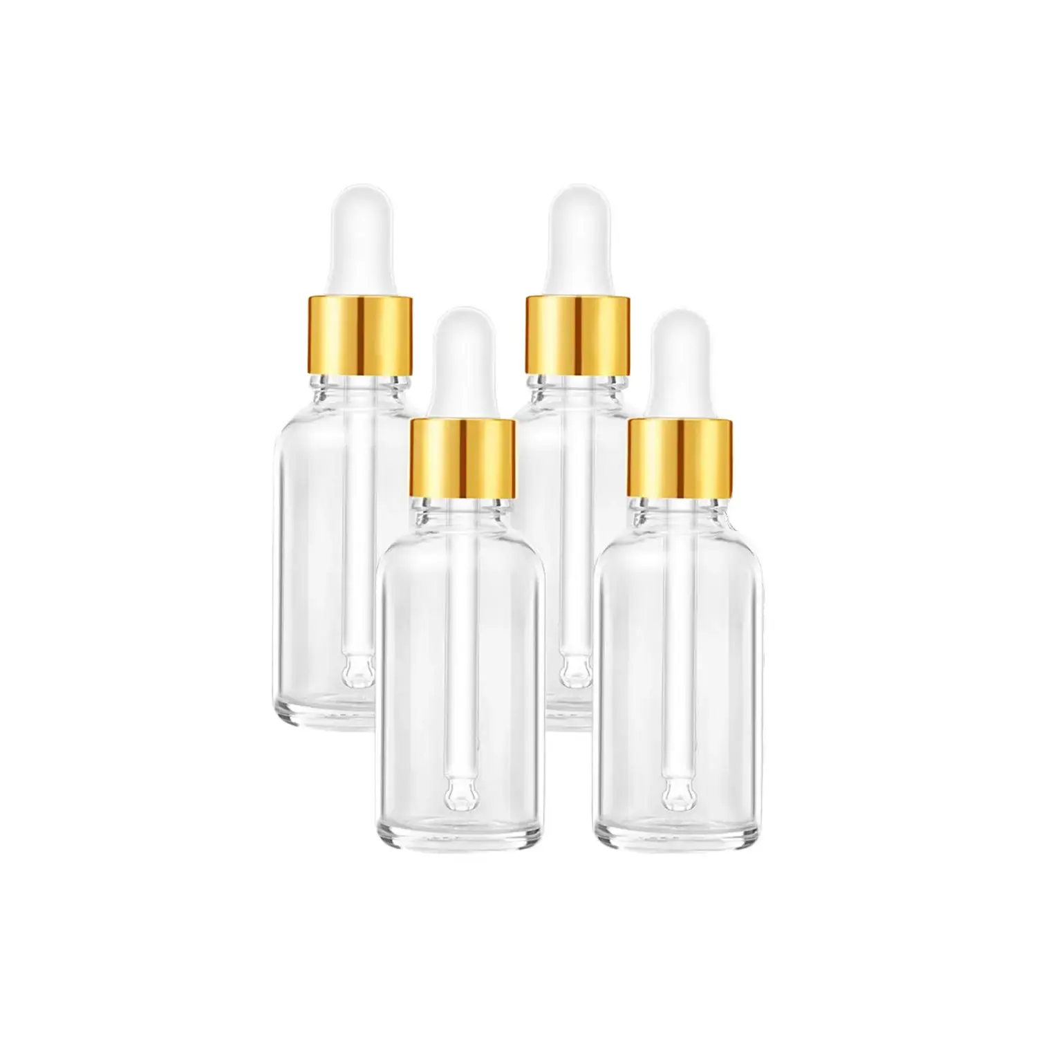 Eye Dropper Bottles 2 oz 4 Pack (Glass Bottles 60ml with Golden Caps, 12 Labels, Funnel & Measured Pipettes) Empty Tincture Bottles for Essential Oils Perfume Set