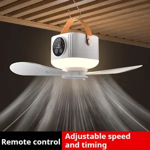 This Portable Ceiling Fan Features a 7200Mah Battery for Extended Use, Comes with a USB Rechargeable Option And a Night Light, Making It Ideal for Camping, Dorms, And Outdoor Activities. It Offers a Powerful Airflow And a Durable Battery Life