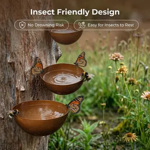3-Piece Retro Rainwater Collector Kit——Screw Fix Design, Suitable for Insect Feeding Stations, Gardening Poles, and Metal Decorations