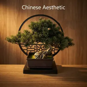 Elegant Chinese Style Artificial Bonsai Set, Pine Tree Shape, Home Decor, Perfect Mother's Day & Father's Day Gift, Includes Flower Pot
