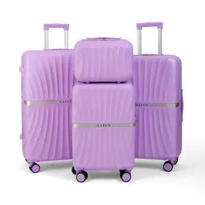 AAIVV 4 Piece Luggage Set, Durable Expandable ABS Hardshell Suitcase with TSA Lock, USB Charging & Cup Holder, Spinner Wheels (13/20/26/28in) Perfect for Back to School and Family Travel