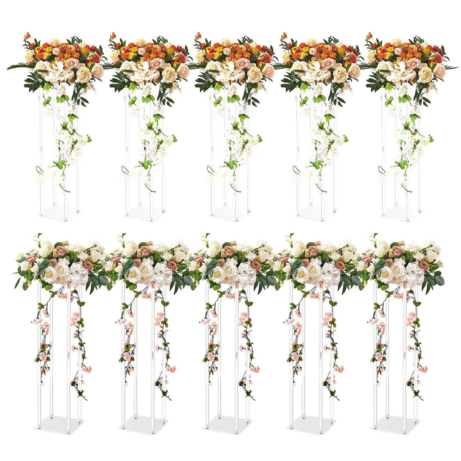 【SummerFinds】VEVOR 23.6inch High Wedding Flower Stand,  With Acrylic Laminate,Acrylic Vase Column Geometric Centerpiece Stands, Floral Display Rack for T-Stage Events Reception, Party Decoration