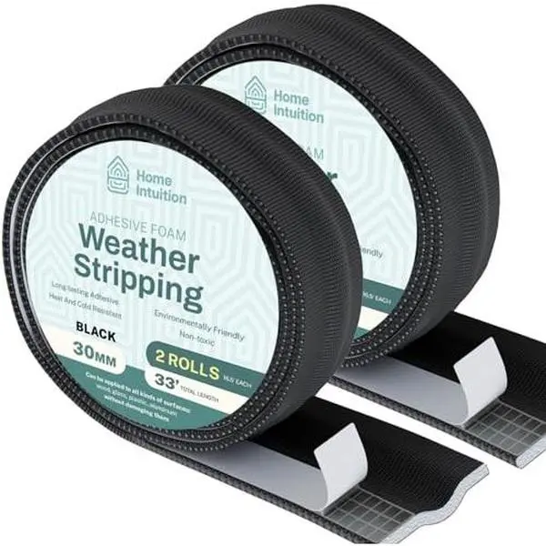 Home Intuition Sliding Door Gap Filler & Window Draft Stopper - 33 feet Weatherstripping Self Adhesive Foam Seal Strip 396 inches - Door Weather Stripping Door Seal & Window Seal Strip - Door Air Blocker
