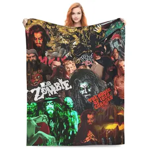 Rob Zombie themed printed plush blanket, soft and warm, comfortable in all seasons, suitable for bed, sofa, office and outdoor use