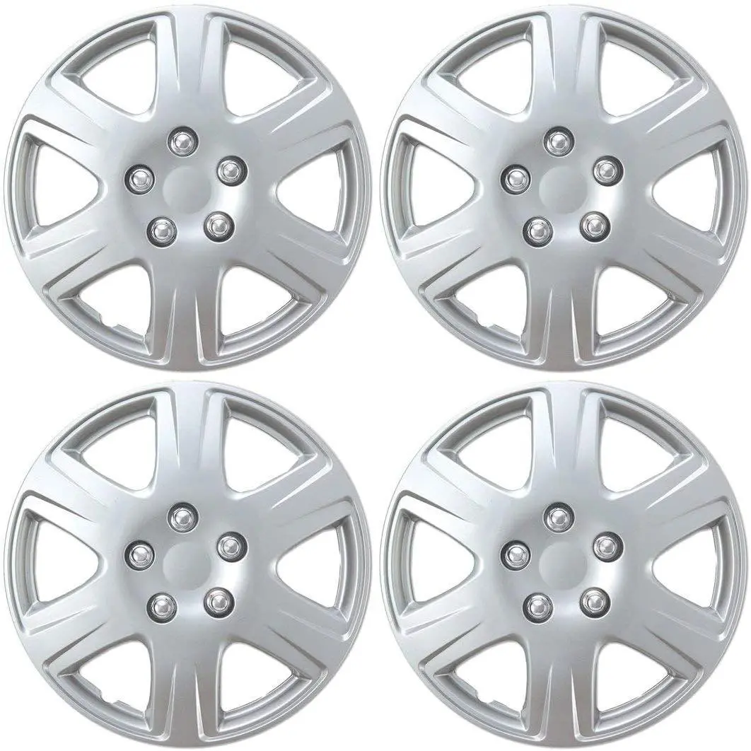 Silver 15" Hubcaps Wheel Covers for Toyota Corolla (15 inch) – Four (4) Pieces Corrosion-Free & Sturdy – Full Heat & Impact Resistant Grade – OEM Replacement, 4 Pack