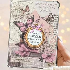Sorry I'm Booked Please Leave Me Alone Talking Mirror With Pink Bow Magnetic Kindle Grip Book Lover Cute Kindle Accessories Phone Holder PopSocket Phone Grip Magnetic Pop Socket Phone Grip