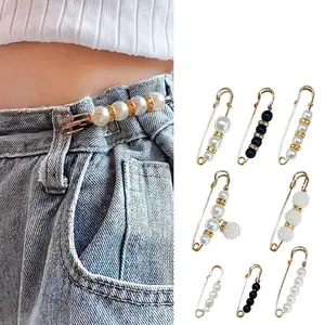 16 Counts Pearl Brooch Pins, No Sewing Fasteners for Sweater Shawl Cardigan Collar, Faux Pearl Clothing Dresses Decoration Pant Tightener for Women, Mixed Style Assortment