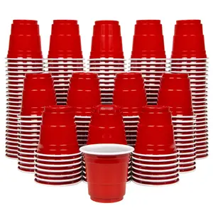 Velvetods 200 Pack 2 Oz Plastic Shot Cups - Mini 2oz Party  Red