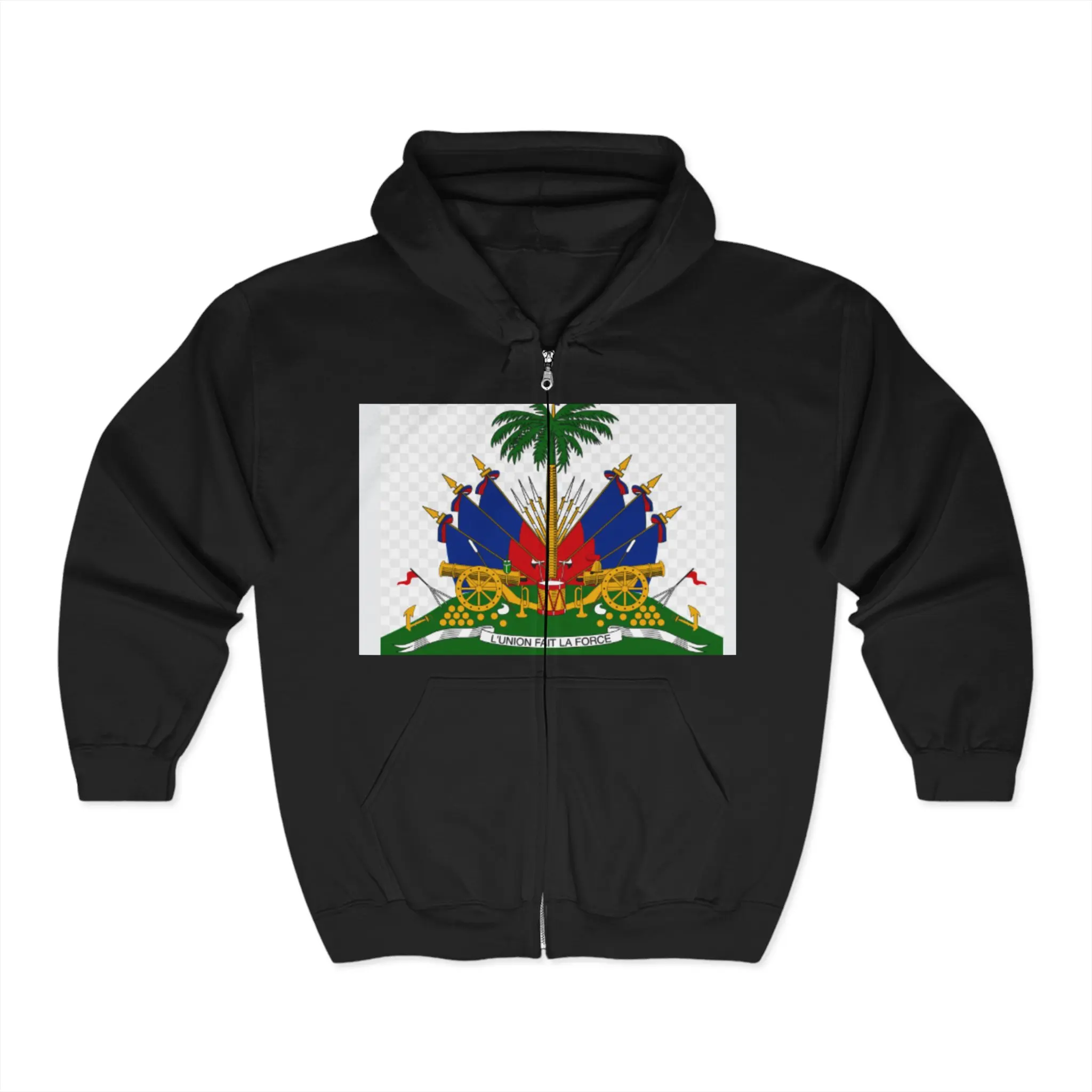 Haitian Pride Zip Hoodie, Unisex Hoodie, Cultural Sweatshirt, Heritage Apparel, Gift for Haiti Lovers, National Celebration Clothes