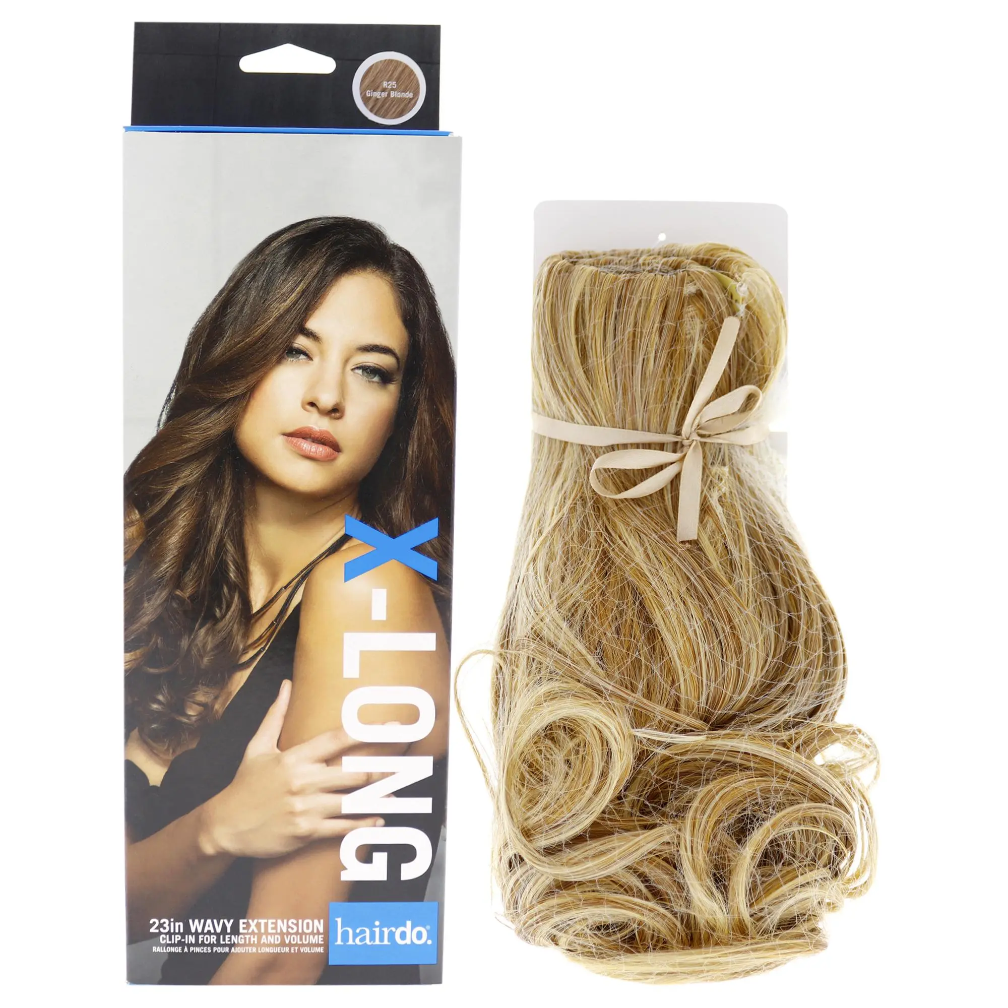 Women's R25 Ginger Blonde Wavy Hair Extension - 23 in Natural Waves, Adds Length, Boosts Long Volume, Simple Attach