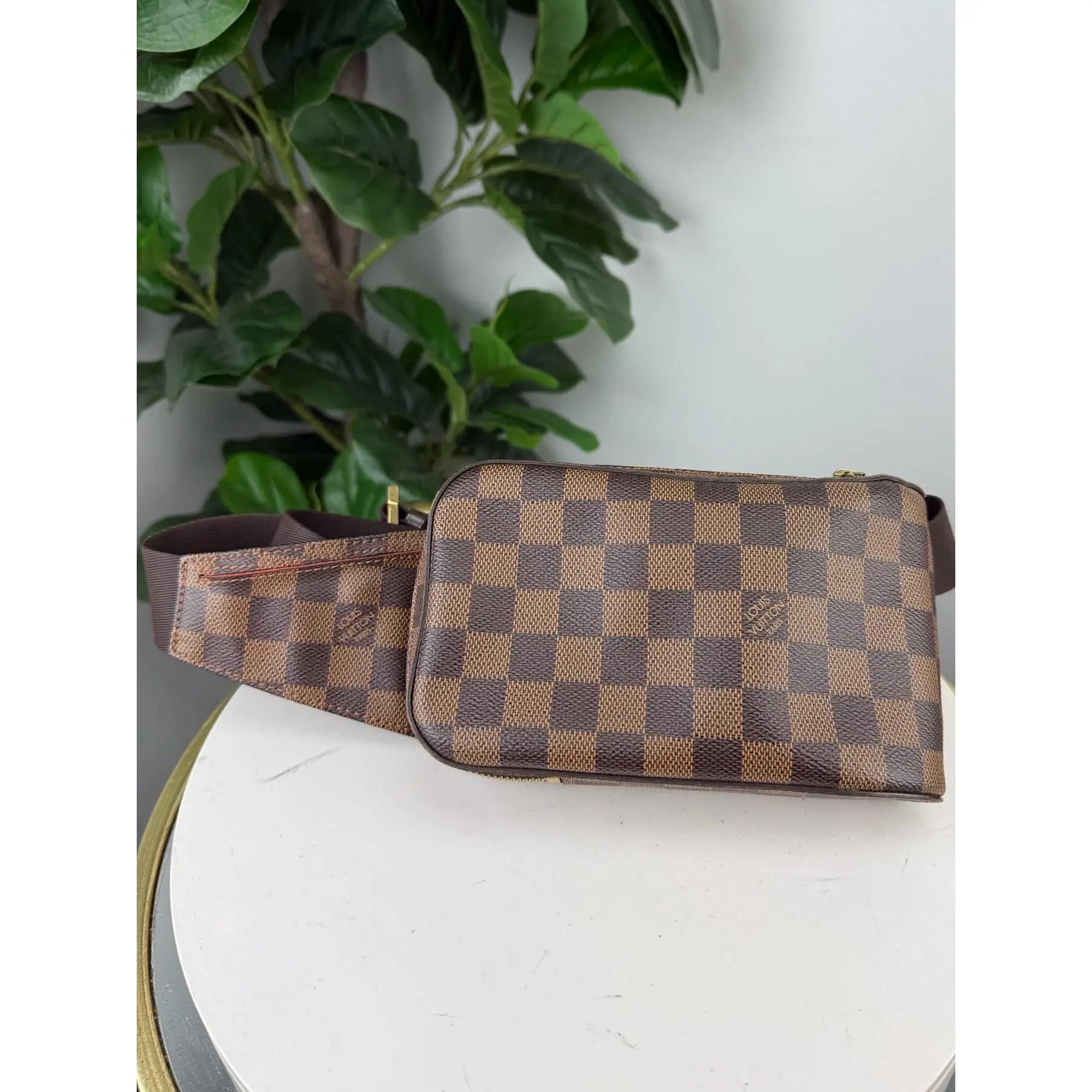 Pre-owned Damier Ebene Belt Bags Authentic Louis Vuitton Geronimos Bumbag Unisex Men's or Ladies