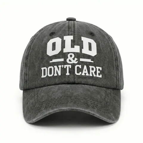 Unisex Retro Distressed Dad Trucker Hat - Flat Bill Cap, Bold Funny Text Slogan "Old & Don't Care", Adjustable Fit Casual All Seasons Sports & Outdoor Hat for Adults