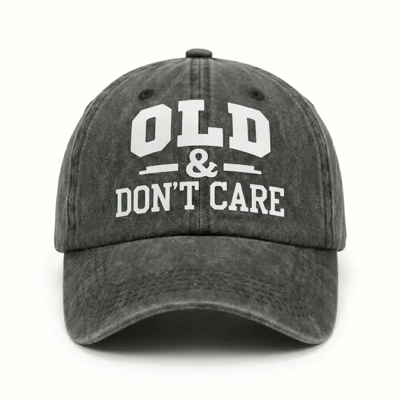 Unisex Retro Distressed Dad Trucker Hat - Flat Bill Cap, Bold Funny Text Slogan "Old & Don't Care", Adjustable Fit Casual All Seasons Sports & Outdoor Hat for Adults
