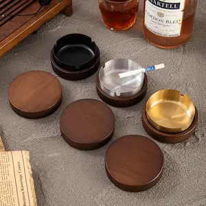 Cigar Ashtray, Wooden Ashtray, Square Ashtray 3 Slots Cigar Holder for Indoor Outdoor Patio Home Office, Personalized Cigar Gifts for Men