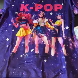 Kids' Starry Idol Set, Anime Girl Print, Graphic Print Set, Short Sleeve and Shorts Two-Piece, Casual Outfit Set, Casual Slim-Fitting Suit, Summer Clothes Set, Summer Outfits Set