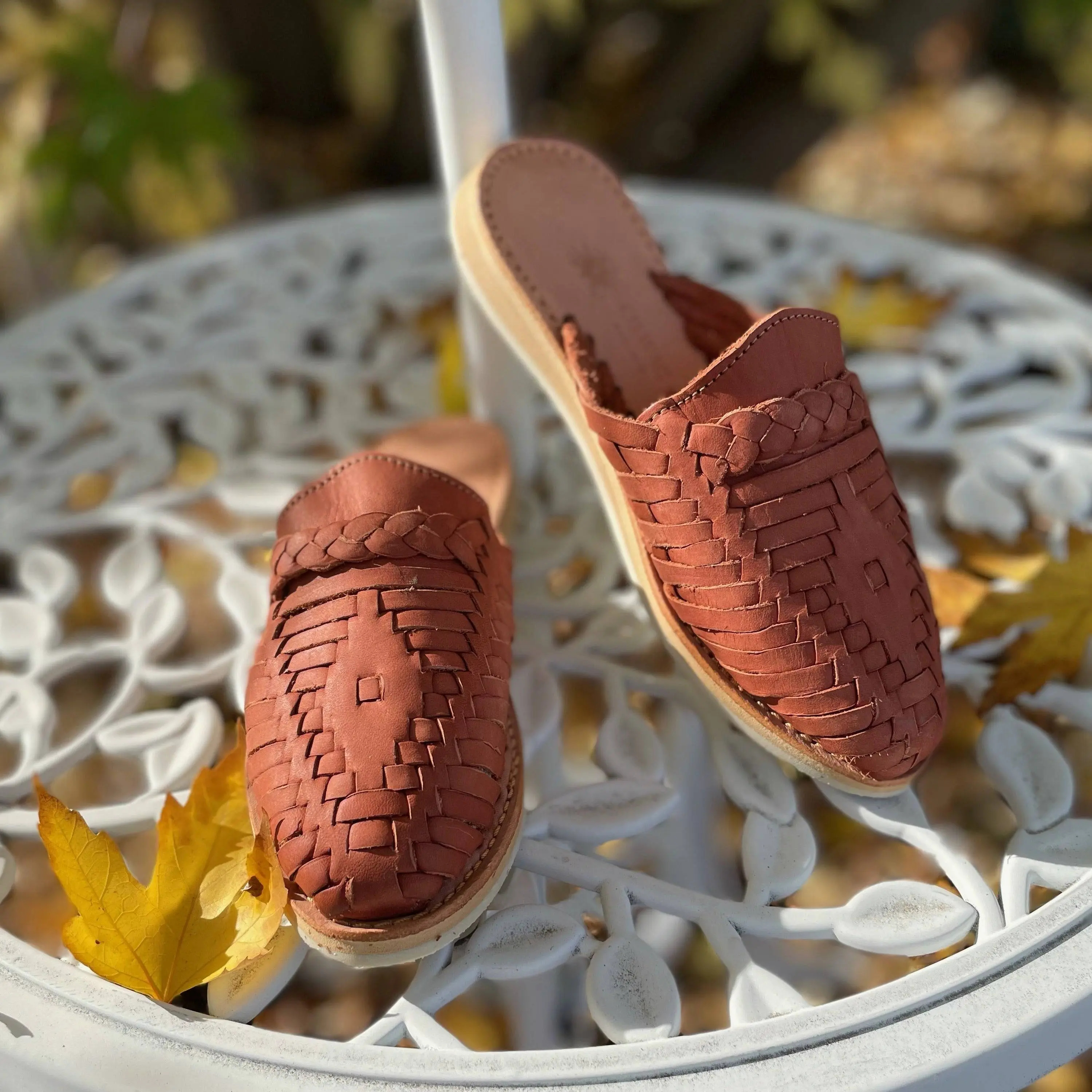 Ximena Mule Huarache Sandals - Brown