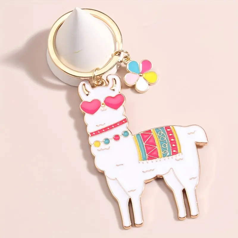 Colorful Alpaca Flower Keychain, Cute Animal Design, Perfect Gift Idea, Durable & Stylish Accessory for Everyday Use