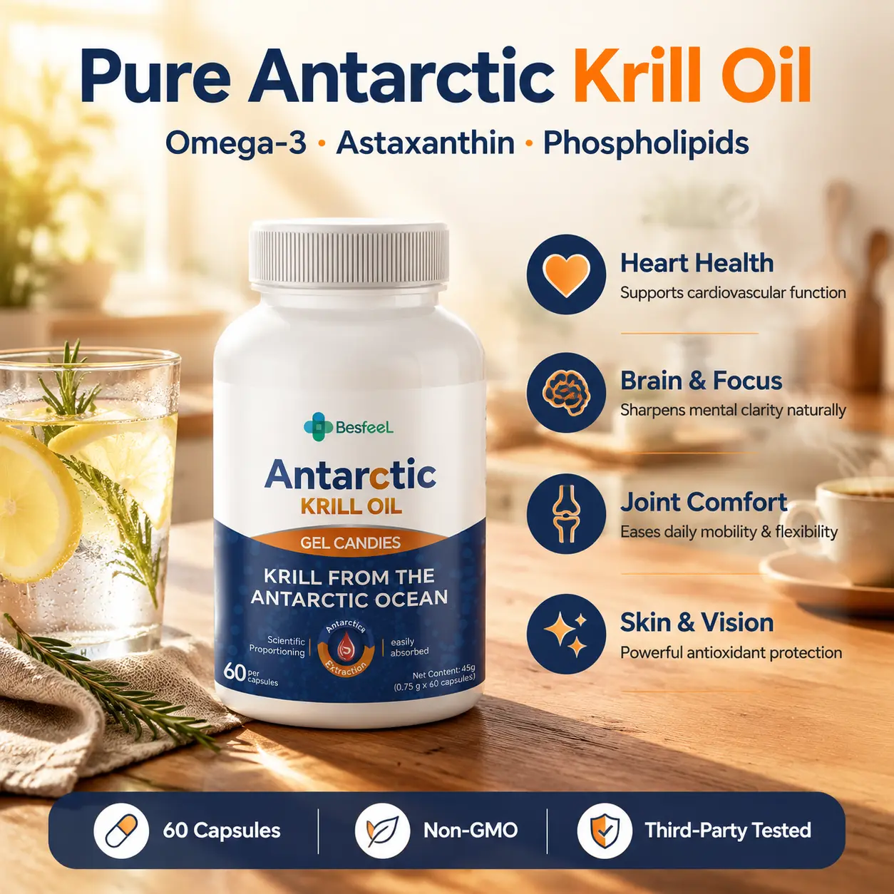 Nanji Krill Oil and Fish Oil Nutritional Supplement for Daily Wellness