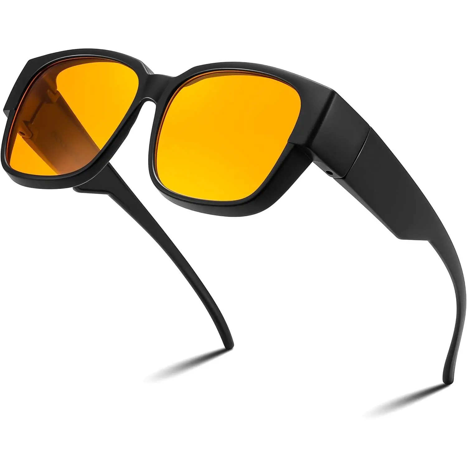 EyeconicFinds Fitover Computer Blue Light Glasses Driving Gaming Eyeglasses Anti Glare Nighttime Eye Wear with Yellow Lenses B1226