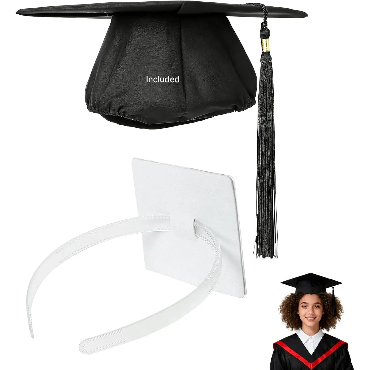 Graduation Hat Set - Grad Cap with Headband, Secures Your Grad Cap Insert Device, Graduation  for Graduates Women