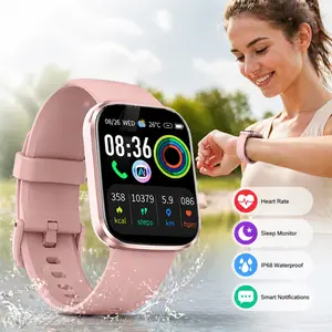 [Summervibes] Coucur 1.69'' Touchscreen Smartwatch with Fitness Tracker & Sleep Monitor for Men Women Android iOS Compatible Silicone Band Bluetooth Calls Wearable Device