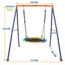 Sturdy Heavy-Duty A-Frame Metal Swing Frame with 40" Saucer Swing, 440-Lb Capacity, Basketball Hoop, Indoor/Playroom Use, Kids Patio Playground Furniture, Requires Assembly, Great for Birthdays