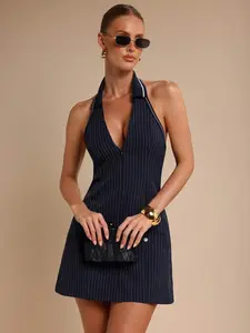 SULALIVAN Plunging Decolletage Tailored Midriff Micro Clothing Warm Weather Everyday Basic Minimalist Style