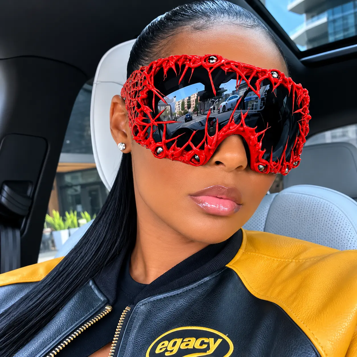Original Drip Glue Spooky Halloween Sunglasses - Black Frame, Niche, Avant-Garde, Fashionable, Casual, Trendy S-Style, Black Python Eyewear,summeroutfits,vacationoutfits,beachoutfits