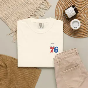 76ers Sixers Retro Embroidered Logo T-shirt Comfort Colors Unisex Philly Basketball