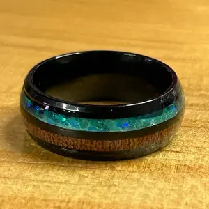 Size 9 Black Turquoise and Brown Ring unique wedding