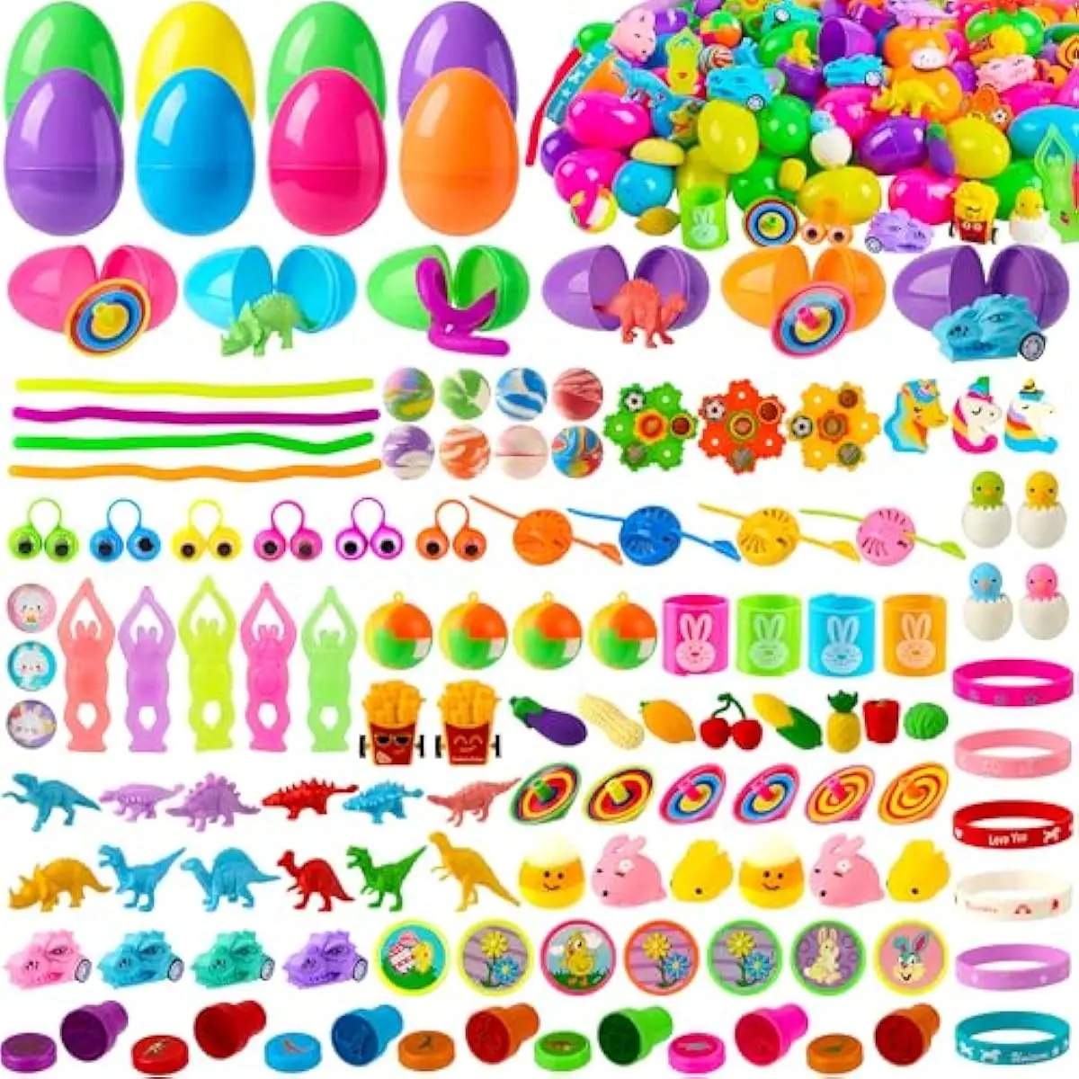 160 PCS Prefilled Easter Eggs with Assorted Toys for Easter Egg Hunt Supplies, Basket Stuffers, Classroom Prizes, Party Favor