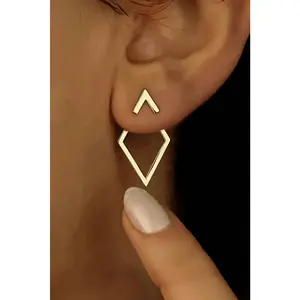 Gold Geometric Shape Stud Earrings
