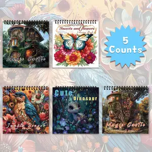 Flower & Butterfly Pattern Coloring Book, 5 Counts/set 30 Pages Coloring Book, DIY Painting Supplies for Adults & Teens, without Paint