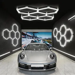 2026 Hexagon LED Garage Ceiling Grid System, 25 Piece Linkable 168W Ultra Bright Modular Honeycomb Lights with Connectors for Home Workshop, Garage Workspace