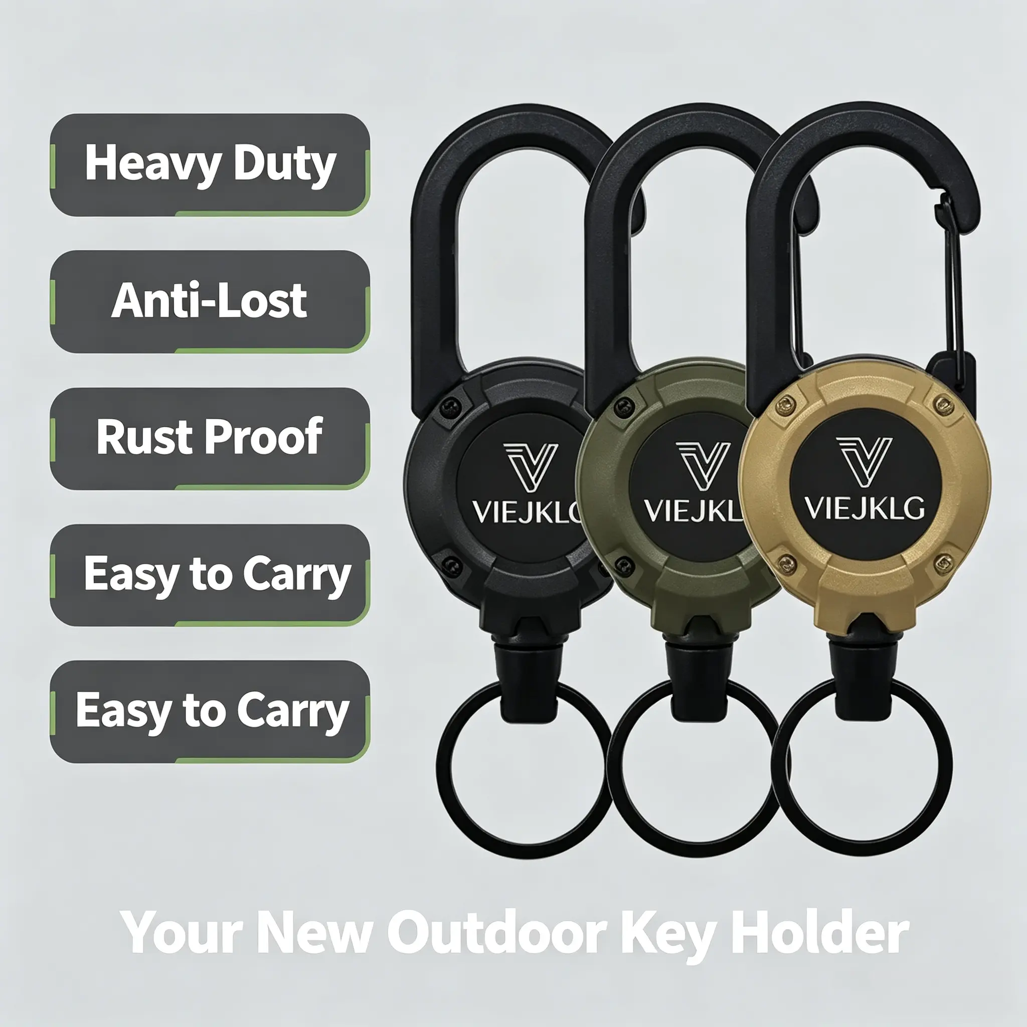 Tactical 3-in-1 Outdoor Telescopic Rope Buckle, Wear-Resistant Tensile Steel Wire Rope, Portable EDC Keychain Storage Accessory