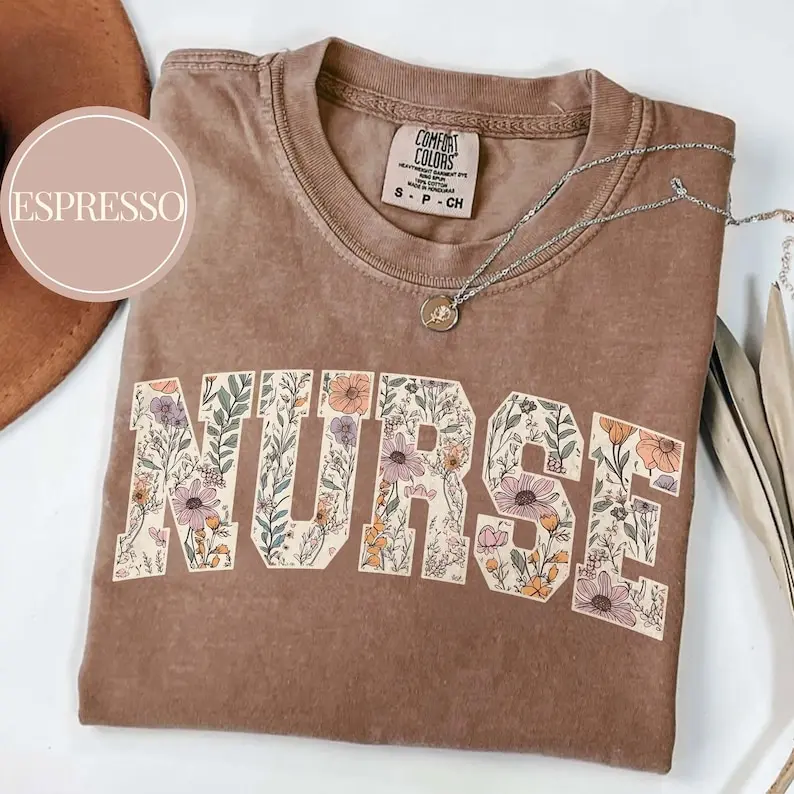 Comfort Colors Nurse Shirt, Wildflower Nurse T-Shirt, RN Shirt, Nursing School Shirt, Registered Nurse Shirt, Nurse Gift, Future Nurse Gift