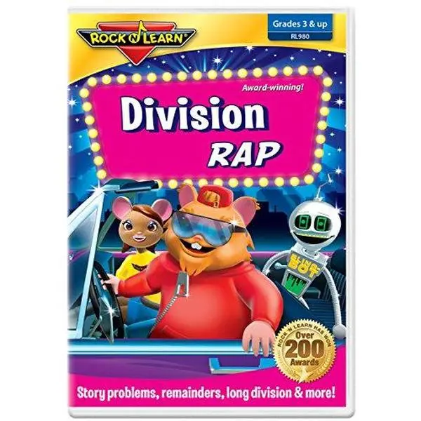 Used Rock 'N Learn Division Rap DVD - Long Division Learning DVD for Children, English Language Content, Unknown Author, Very Good Condition
